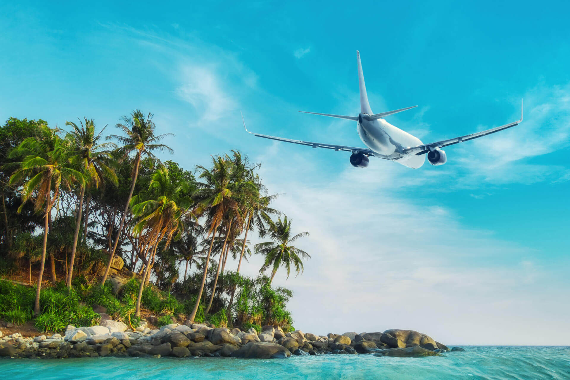 A plane over the beach